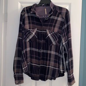 Free People Wesley Plaid Flannel Boyfriend Shirt